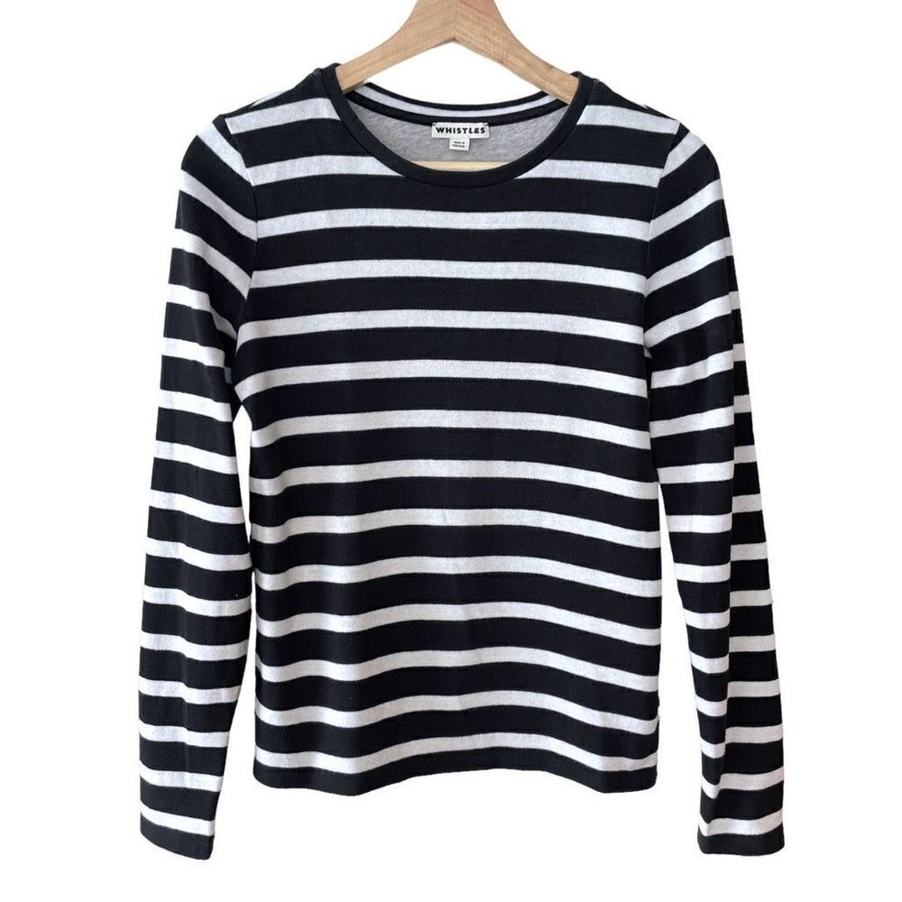 WHISTLES Striped Crew Neck Sweater